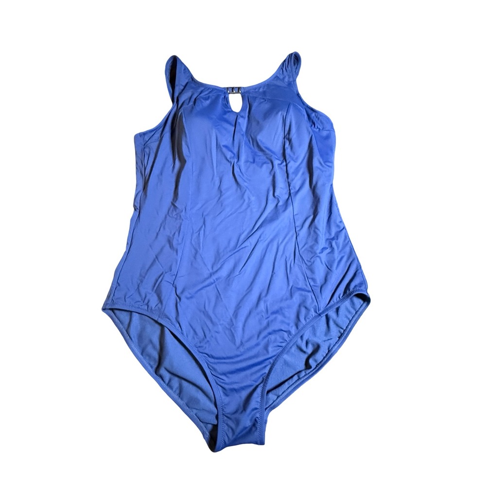 Amoena Marbella One Piece Swimsuit Women 18B Blue Mastectomy Pocketed Swimwear